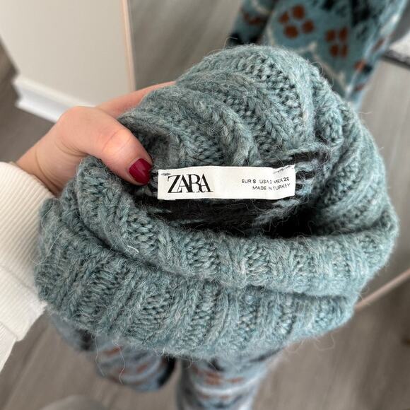 Zara Oversized Knit Jacquard Tree Turtleneck Sweater - Picture 3 of 5